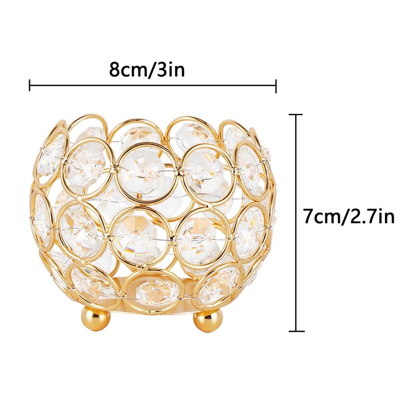 VINCIGANT Gold Crystal Votive Candle Holders for Table Tenterpiece,Small Bowl/Ball Tealight Candle Lantern for Thanksgiving Wedding Table Decoration, (4pcs) - Image 4